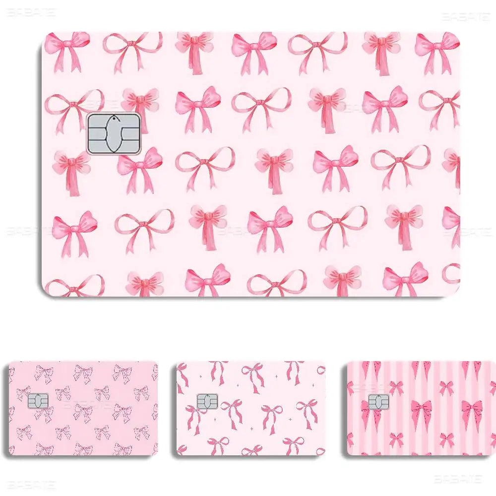Pink Bowknot Anime Card Skin - Customizable Credit Card Cover