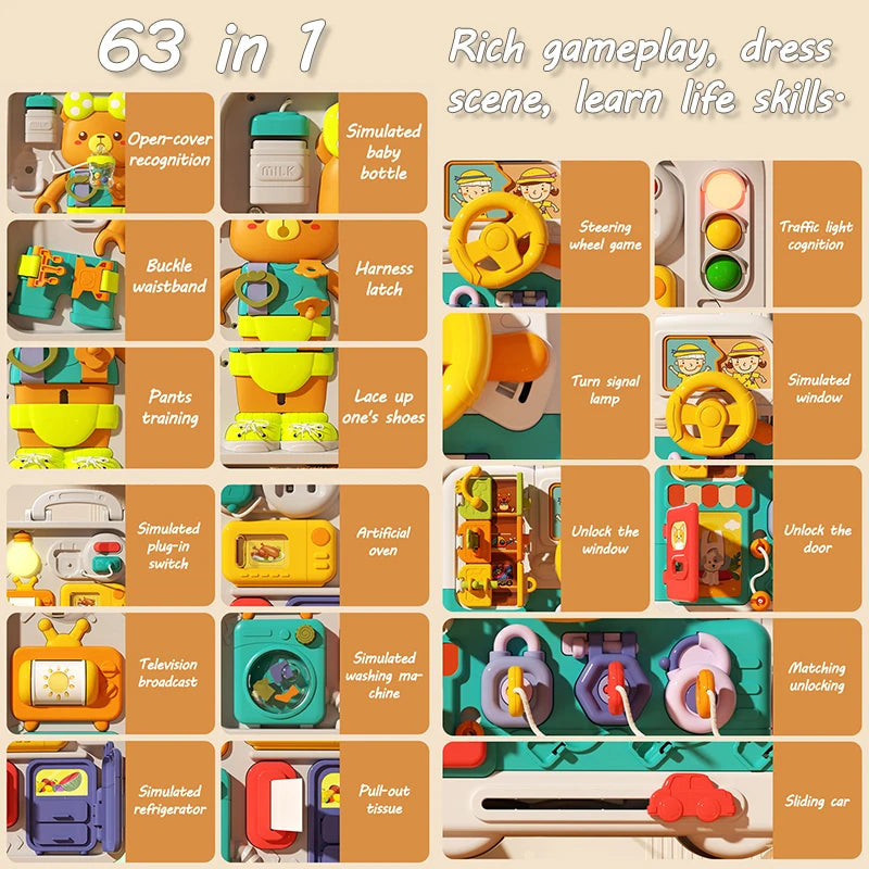 Montessori Busy Board with Lights and Music for Toddlers