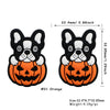Orange silicone bead shaped like a black and white dog face for jewelry making