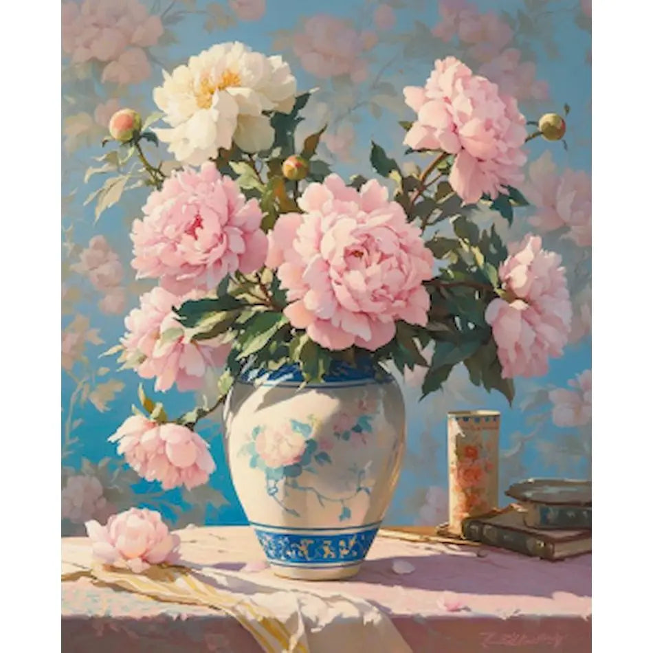 DIY Paint by Numbers Kit | Flowers in Vase | Acrylic Canvas Art with Frame