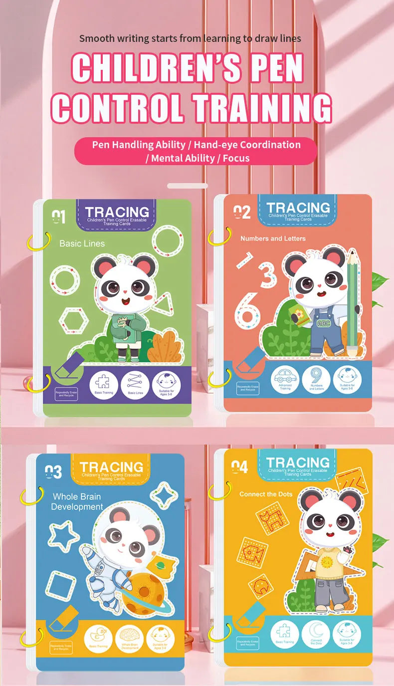 Reusable Magic Tracing Workbook for Kids with Pen and Eraser