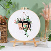 Beginner Embroidery Kit with Floral and Cat Patterns