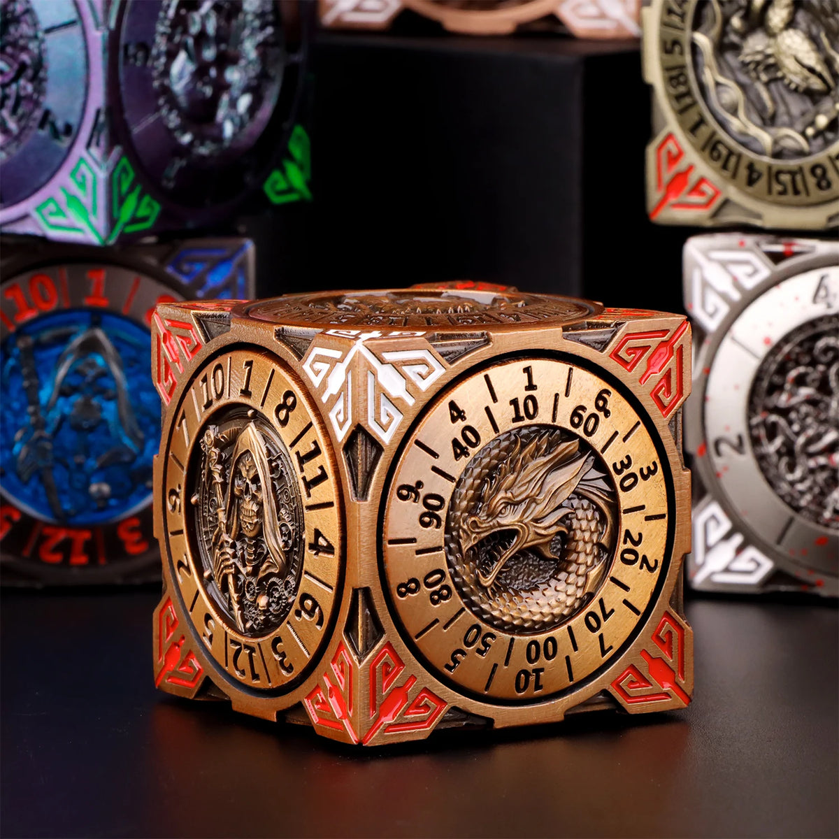 7-in-1 Metal Spinner Dice Cube for D&D