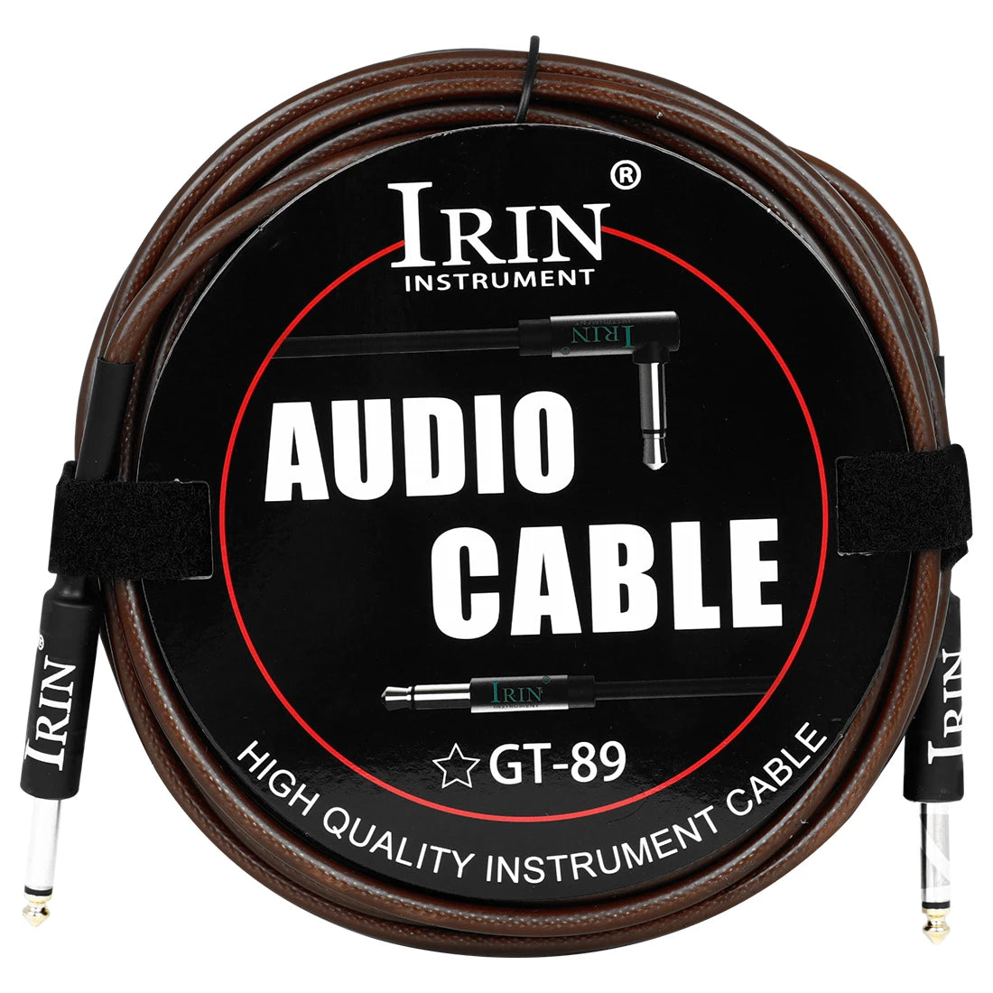 A roll of IRIN GT-89 high quality instrument audio cable with a black protective wrap.