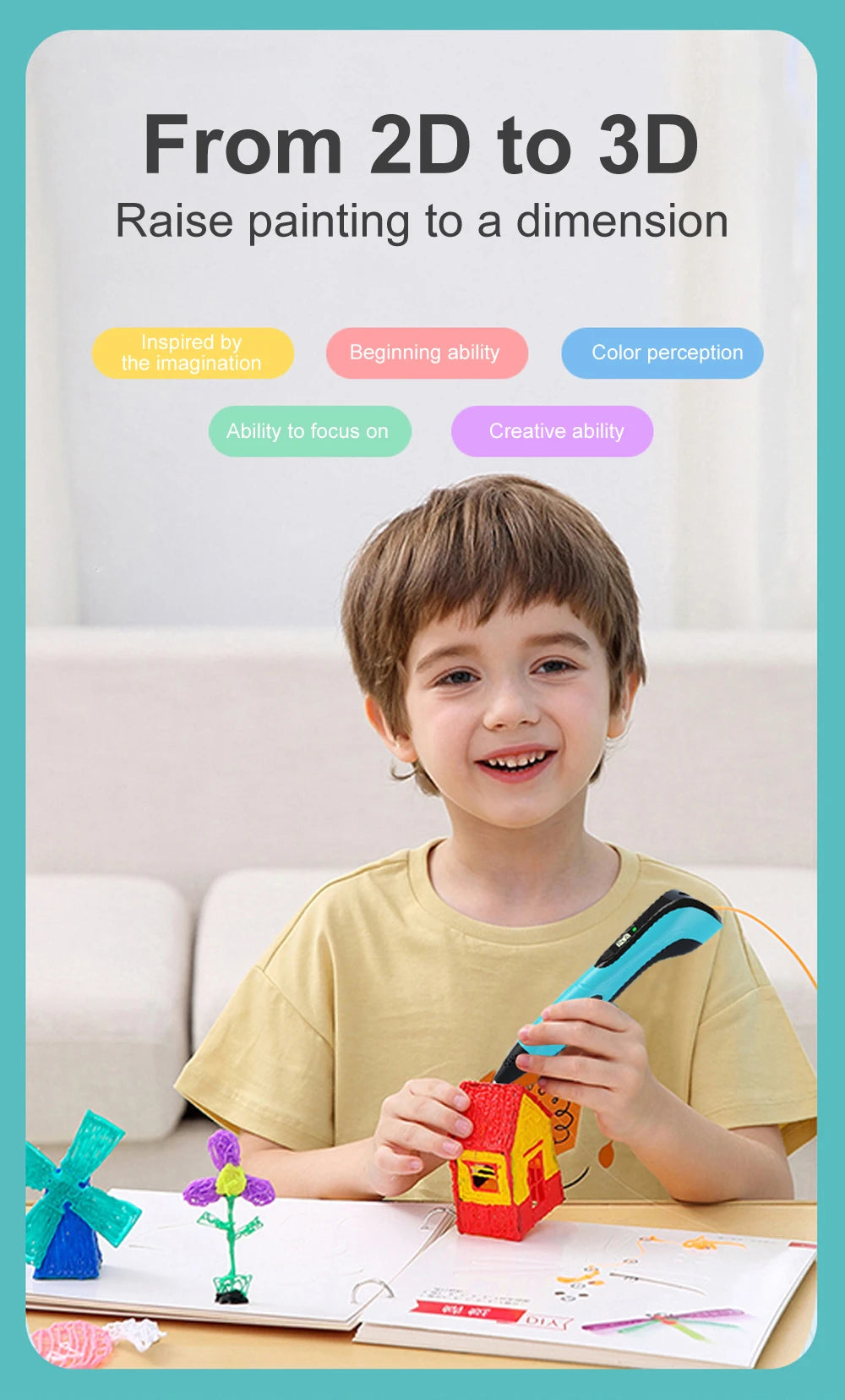 3D Printing Pen with LCD Display and PLA Filament for Kids