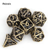 Yellow Hollow Metal Polyhedral Dice Set for RPG and Tabletop Games