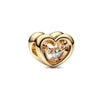 Gold-toned charm bracelet featuring elephant, key, butterfly, and heart pendants.