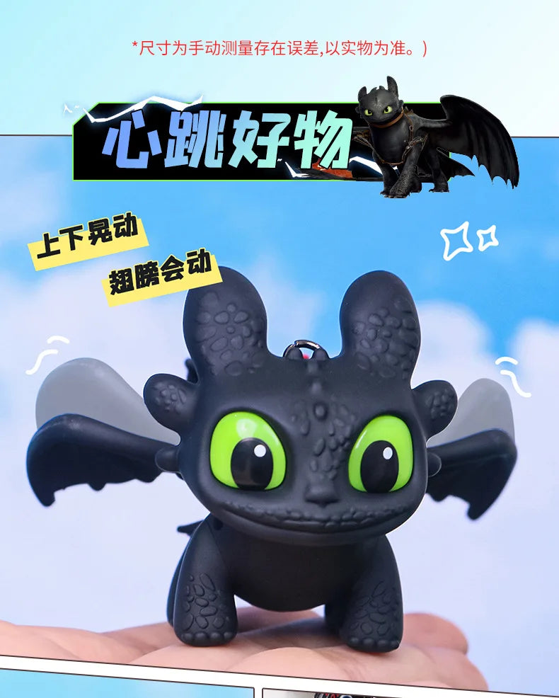 Movable-Wing Toothless & Light Fury Keychain Charm