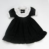 Black vintage lace maid dress with white ruffled collar and cuffs for a doll
