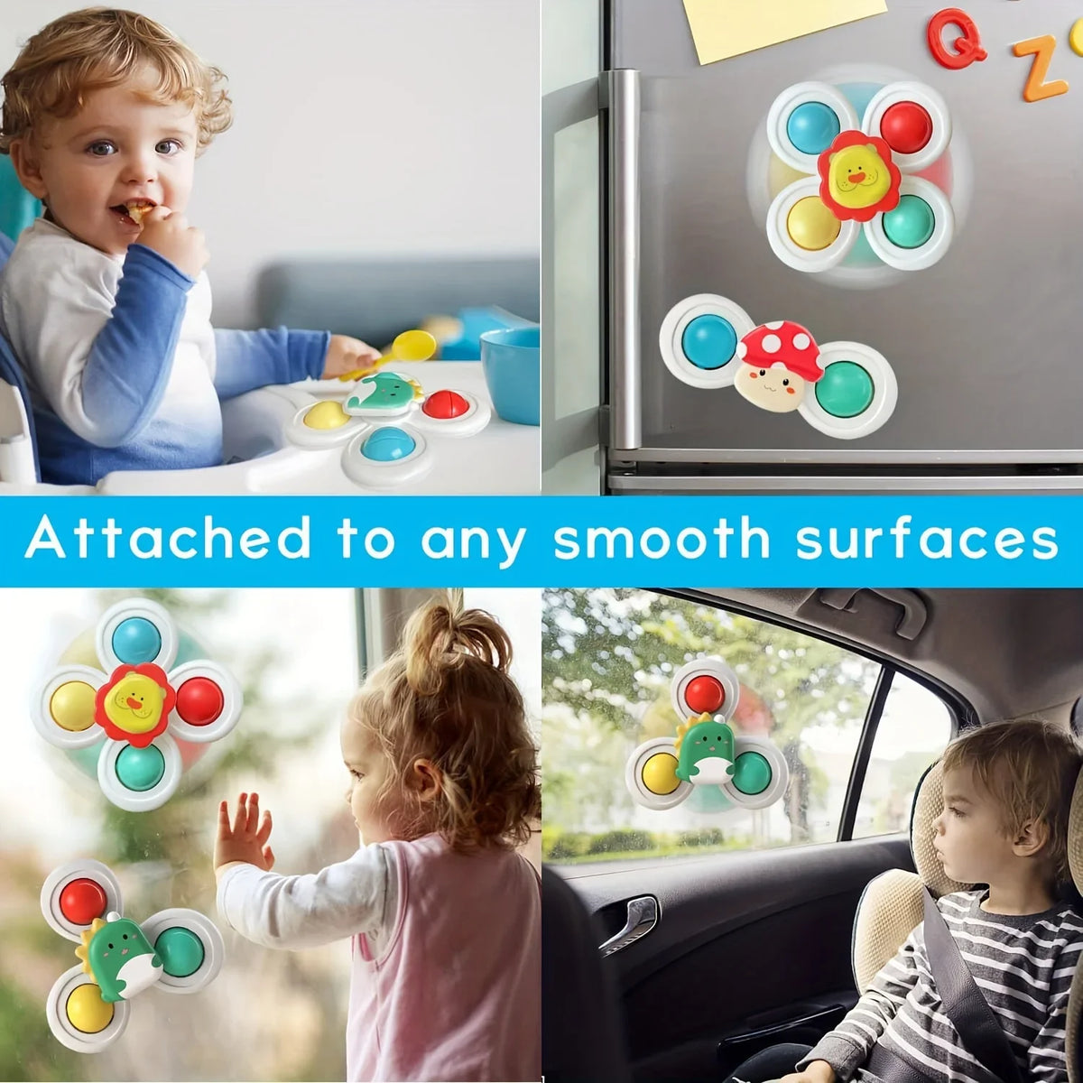 Suction Cup Spinning Toys for Babies – Bath & Travel Sensory Fun