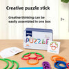 A collection of colorful wooden puzzle sticks and shapes for creative thinking and assembly.