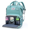 A teal backpack designed for babies with separate wet and dry compartments.