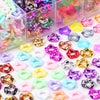 A collection of colorful wave-patterned acrylic beads in various shades and sizes for jewelry making.