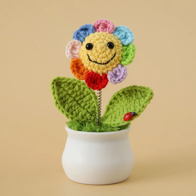 Handmade Crochet Sunflower in Pot