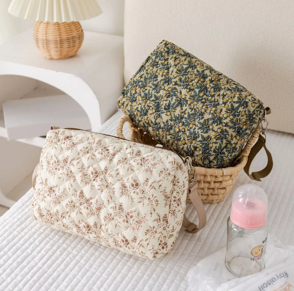 Portable Baby Diaper Storage Bag with Floral Pattern