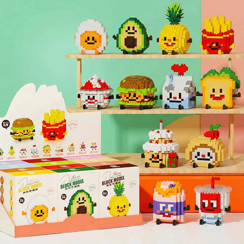 Cute Food Micro Building Blocks – Fruit & Cake Miniature Sets