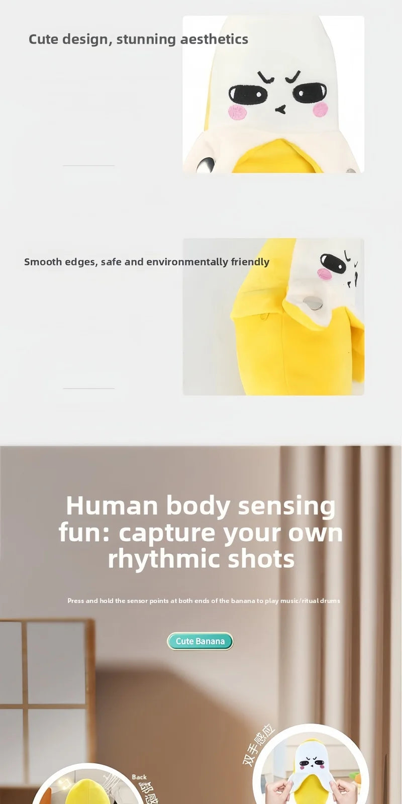 Musical Banana Plush Toy with Touch-Sensitive Piano
