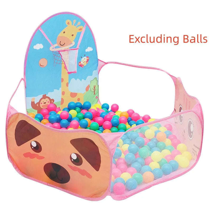 Kids Indoor Play Tent with Ball Pit and Basketball Hoop
