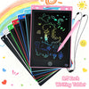 A stack of colorful 8.5-inch LCD writing tablets with stylus pens and rainbow background elements.