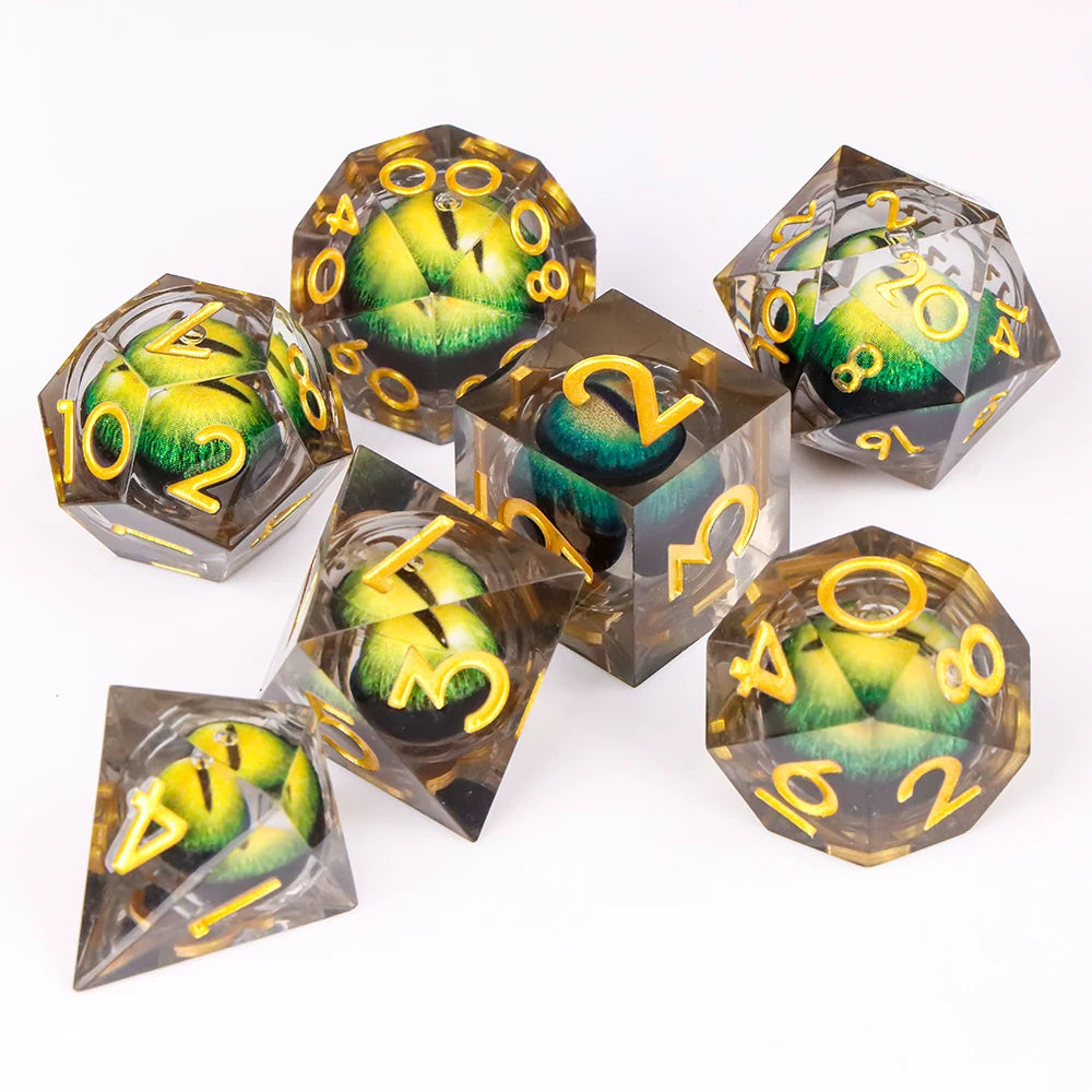 Eye Dice Set – 7-Piece Resin Polyhedral Dice for Horror RPG Games