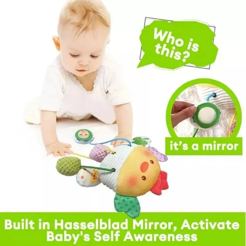 Montessori Baby Sensory Crab Toy with Clip, Rattle & Teether for 0-6 Months