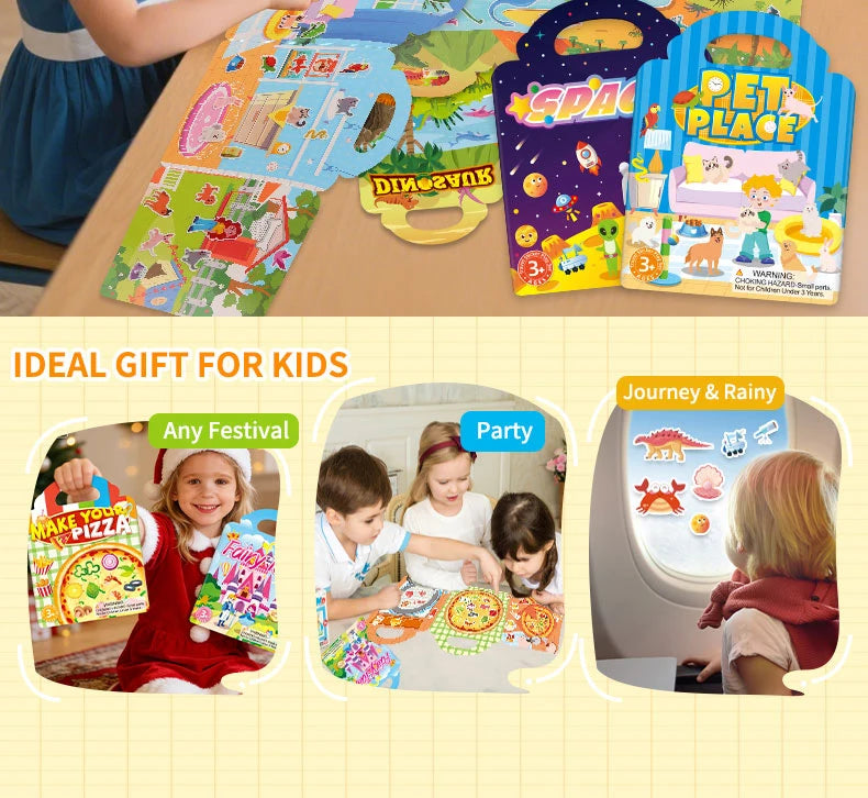 Reusable Jelly Sticker Books for Kids - Animal & Ocean Themes