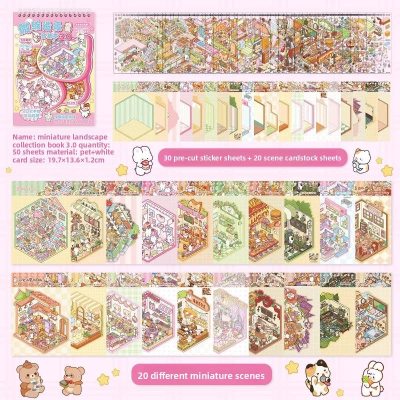 3D Landscape Sticker Collection Book for Scrapbooking & Journaling