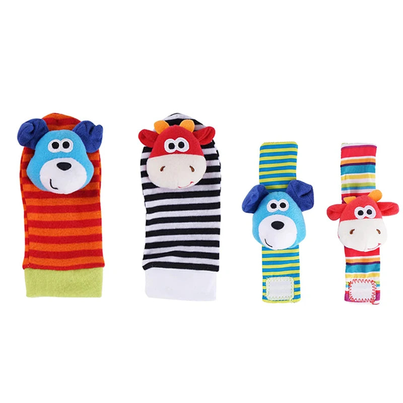 Black and White Sensory Wrist Rattles and Foot Finders for Newborns