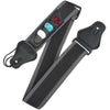 Black adjustable guitar strap with three pick holders and PU leather ends