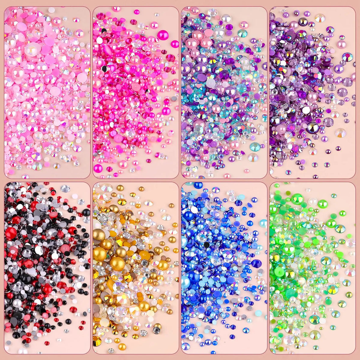 Flatback Pearls and Rhinestones Craft Kit – 14,000 Pieces, Mixed Sizes & Colors
