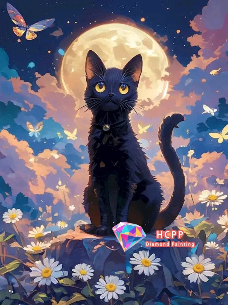 Starry Sky Cat 5D Diamond Painting Kit