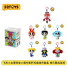 A set of collectible figures featuring the Powerpuff Girls characters Blossom, Bubbles, and Buttercup.