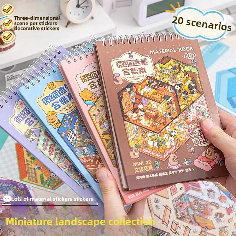 3D Landscape Sticker Collection Book for Scrapbooking & Journaling