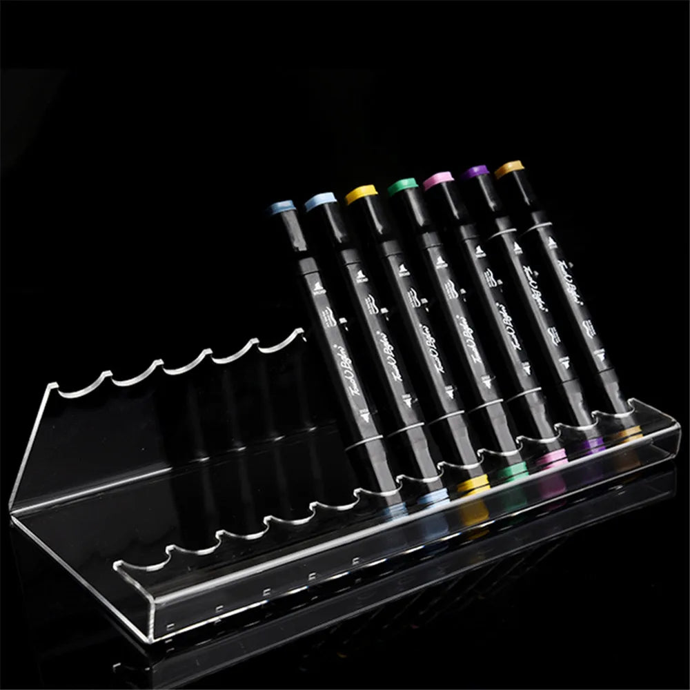 Clear Acrylic Pen Display Holder with Brush Storage