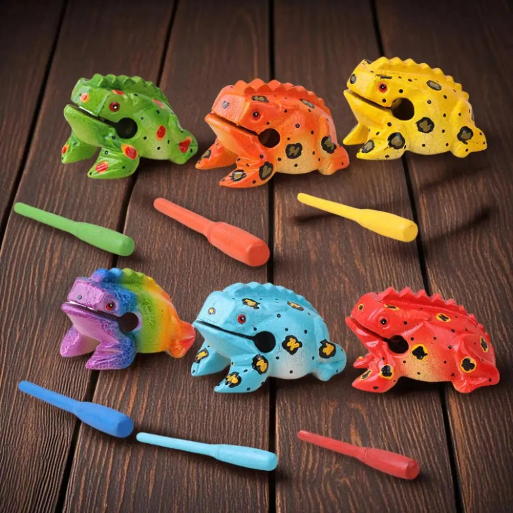 Handcrafted Wooden Frog Guiro Rasp Percussion Instrument