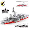 A detailed model of an armored police helicopter and SWAT carrier vehicle built from gray and red building blocks.