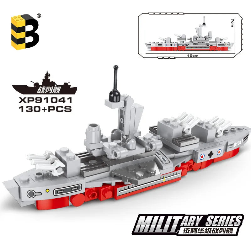 A detailed model of an armored police helicopter and SWAT carrier vehicle built from gray and red building blocks.