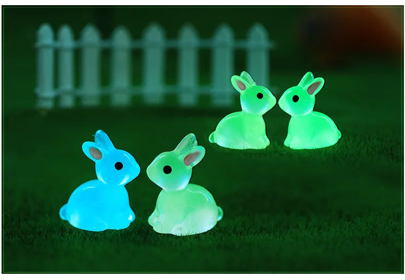 Glow-in-the-Dark Bunny Resin Figurines for Easter & Home Decor