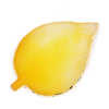 A yellow resin nail art palette with a gold trim, shaped like a leaf.