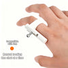 A white finger ring launcher device is shown being used on a person's finger for manual loading.