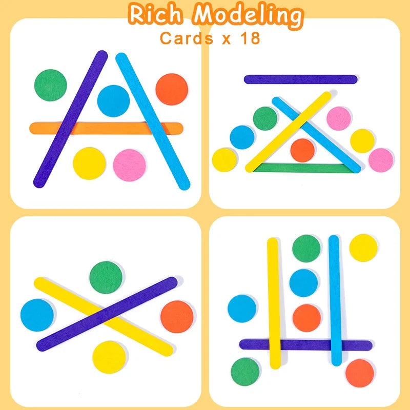 Rainbow Stick Puzzle cards showing various color and line combinations for a matching game