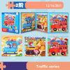 A set of magnetic puzzle books featuring vehicles, ocean life, and dinosaur themes with corresponding pieces.