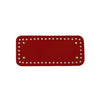 A rectangular PU leather crochet bag bottom with pre-punched holes in a solid red color.