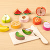 Wooden Pretend Play Kitchen Set with Cutting Fruits and Vegetables