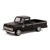 A black Ford F-100 pickup truck diecast model car in a pickup configuration.