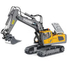 A yellow YIGONG excavator truck with a hydraulic arm is shown in a side view.