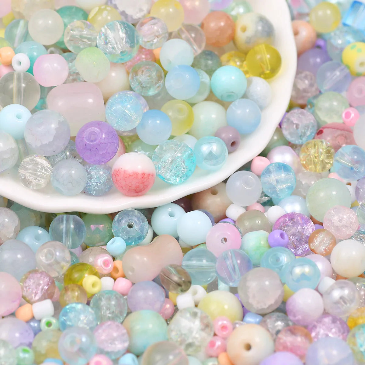 Mixed Glass Beads in Assorted Sizes for Jewelry Making