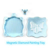 A light blue magnetic diamond painting tray with a lid and a separate magnetic piece