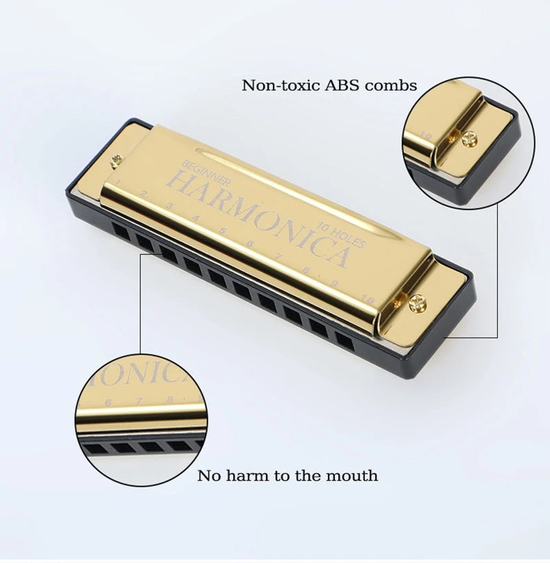 10-Hole Diatonic Harmonica in C with Storage Case