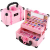 Pink princess pretend play makeup set with a mirror and various colored makeup items